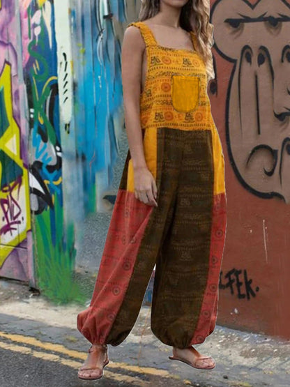 CM | Loose Sling Print Bag Casual Jumpsuit